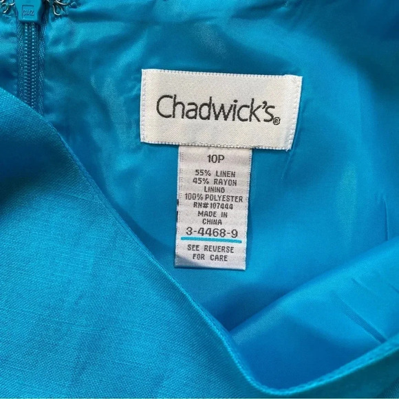 Chadwick's Linen Blend‎ Sheath Sleeveless Dress 10P Blue - Picture 3 of 6